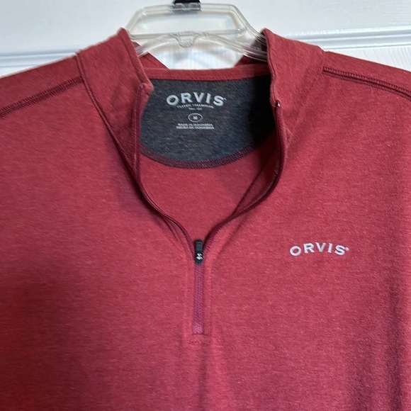 Orvis men’s red long sleeve quarter zip shirt size medium - Picture 2 of 8